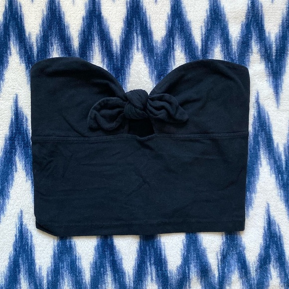 UO Truly Madly Deeply Tie Front Tube Top Black - Picture 5 of 7